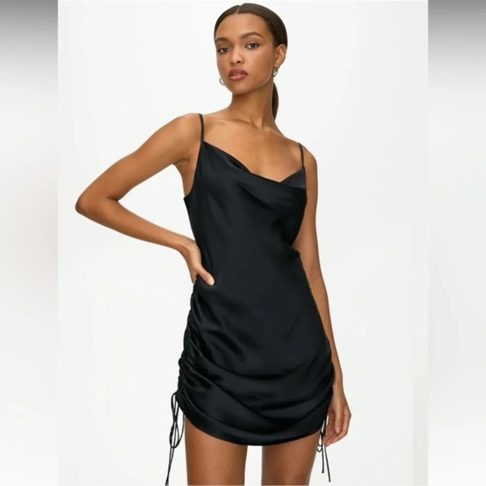 Aritzia Wilfred  Only Ruched Satin Slip Dress